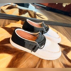 Hey Dude Black and White Loafers